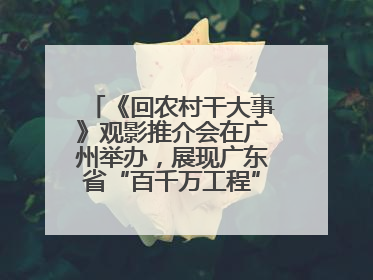 《回农村干大事》观影推介会在广州举办，展现广东省“百千万工程”生动实践
