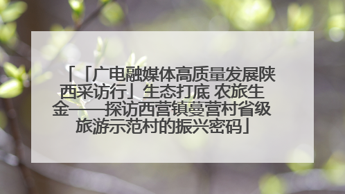 「广电融媒体高质量发展陕西采访行」生态打底 农旅生金——探访西营镇蔓营村省级旅游示范村的振兴密码