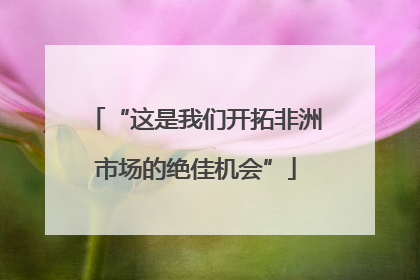 “这是我们开拓非洲市场的绝佳机会”