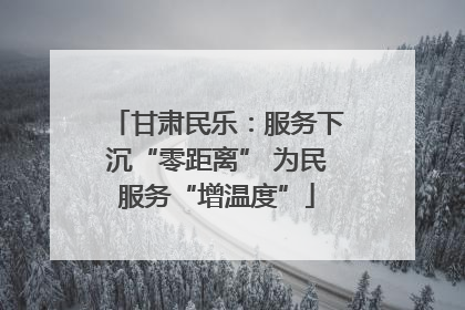 甘肃民乐：服务下沉“零距离” 为民服务“增温度”