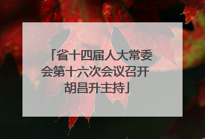 省十四届人大常委会第十六次会议召开 胡昌升主持