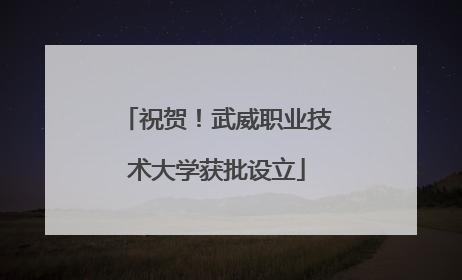 祝贺！武威职业技术大学获批设立