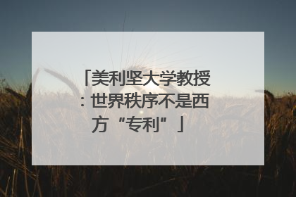 美利坚大学教授：世界秩序不是西方“专利”
