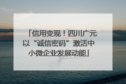 信用变现！四川广元以“诚信密码”激活中小微企业发展动能