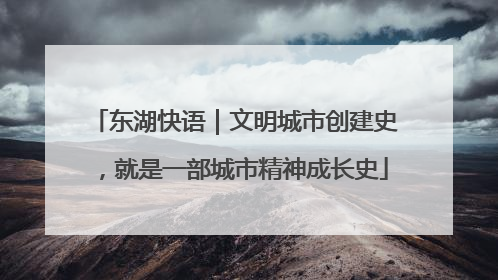 东湖快语｜文明城市创建史，就是一部城市精神成长史