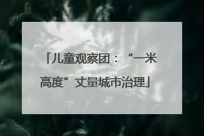 儿童观察团：“一米高度”丈量城市治理