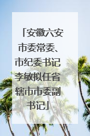 安徽六安市委常委、市纪委书记李敏拟任省辖市市委副书记