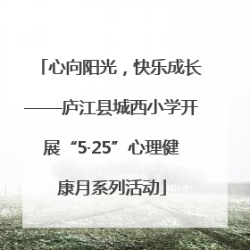 心向阳光，快乐成长——庐江县城西小学开展“5·25”心理健康月系列活动