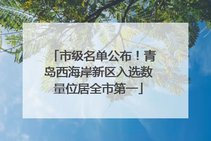 市级名单公布！青岛西海岸新区入选数量位居全市第一