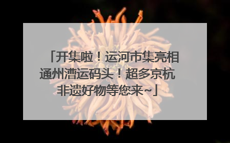 开集啦！运河市集亮相通州漕运码头！超多京杭非遗好物等您来~