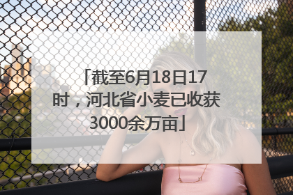 截至6月18日17时，河北省小麦已收获3000余万亩