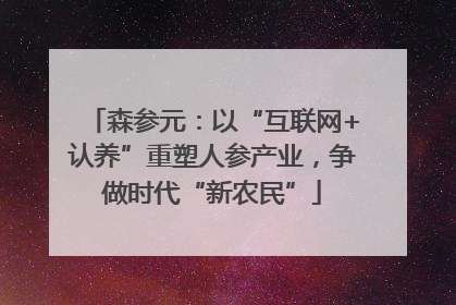 森参元：以“互联网+认养”重塑人参产业，争做时代“新农民”