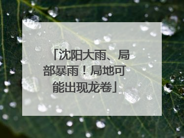 沈阳大雨、局部暴雨！局地可能出现龙卷