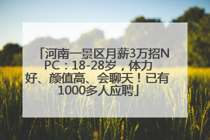 河南一景区月薪3万招NPC：18-28岁，体力好、颜值高、会聊天！已有1000多人应聘