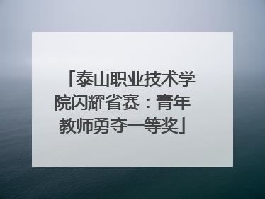 泰山职业技术学院闪耀省赛：青年教师勇夺一等奖