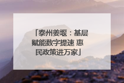 泰州姜堰：基层赋能数字提速 惠民政策进万家