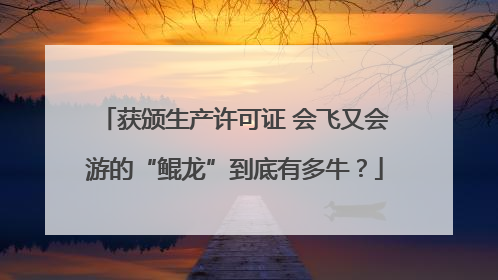 获颁生产许可证 会飞又会游的“鲲龙”到底有多牛？