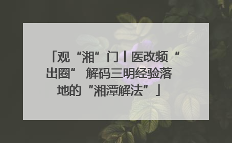观“湘”门丨医改频“出圈” 解码三明经验落地的“湘潭解法”