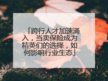 跨行人才加速涌入，当卖保险成为精英们的选择，如何影响行业生态