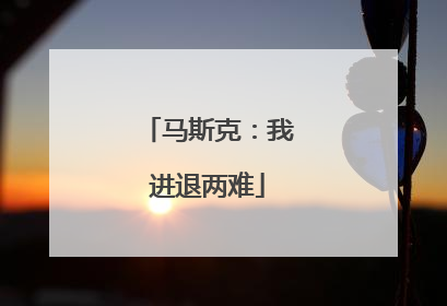 马斯克：我进退两难