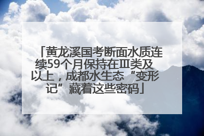 黄龙溪国考断面水质连续59个月保持在Ⅲ类及以上，成都水生态“变形记”藏着这些密码