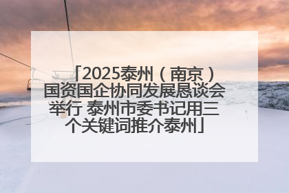 2025泰州（南京）国资国企协同发展恳谈会举行 泰州市委书记用三个关键词推介泰州