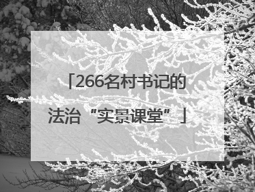 266名村书记的法治“实景课堂”